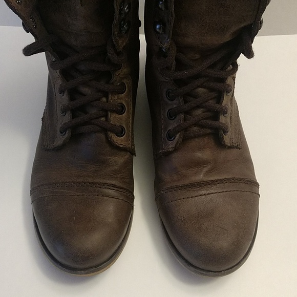 Steve Madden distressed fold over combat boots - Picture 5 of 8